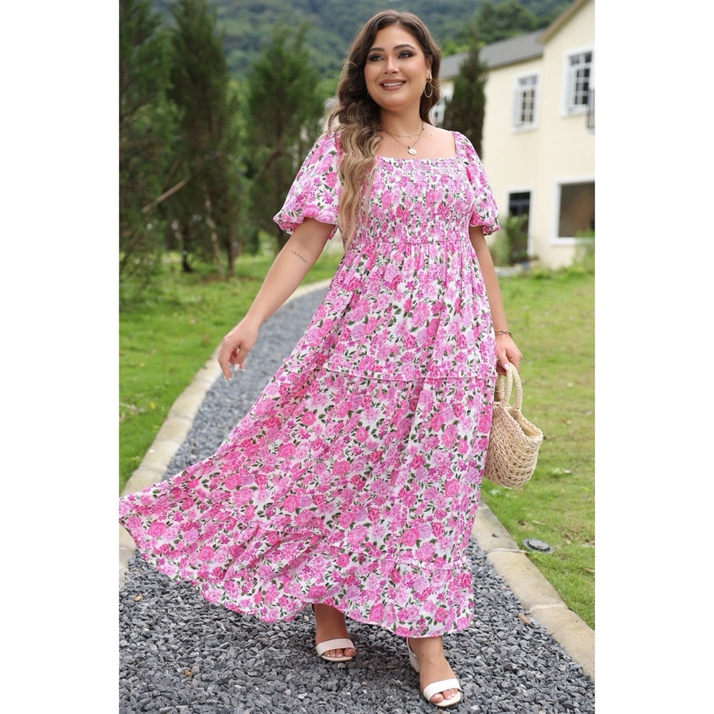 Rose Puff Sleeve Maxi